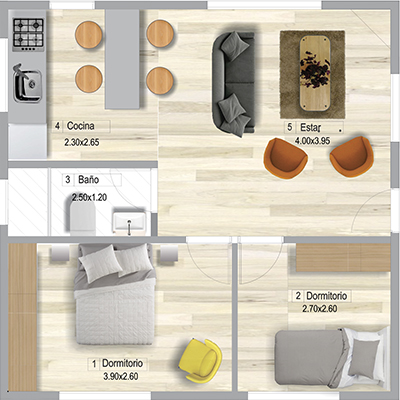 2 dormitorios 2 dormitorios